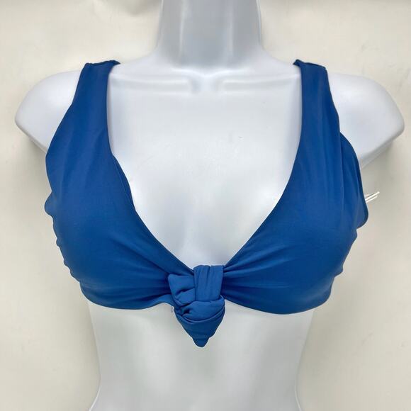 Everlane Womens The Tie-Front Bikini Top Medium Swimwear Blue No Pads NWT - Picture 4 of 9